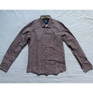Men's Scotch & Soda Red & Black Check Casual Button-Up Shirt, size Medium
